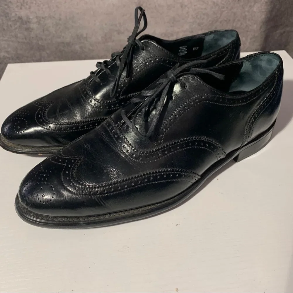 Nunn Bush Dress Shoes Mens 9.5 D Wingtip Oxford Black Leather Lace Up